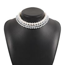 Fashion White K Pearl Beaded Multi-layered Necklace