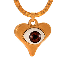 Fashion Red Titanium Steel Love Resin Eye Pendant Snake Bone Chain Necklace