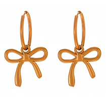 Fashion Golden 1 Titanium Steel Bow Earrings