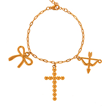 Fashion Golden 2 Titanium Steel Bow Cross Pendant Bracelet