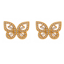 Fashion Golden 1 Copper Set Zircon Butterfly Earrings