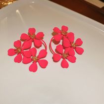 Fashion Rose Red Frosted Flower Earrings