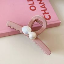 Fashion Gripper-pink-shell Geometric Shell Pearl Clip