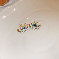 Fashion Blue Alloy Diamond Butterfly Oil Drop Earrings