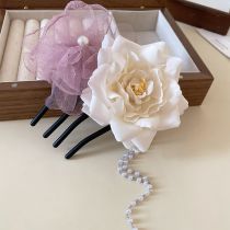 Fashion Hairpin-purple-white Mesh Flower Hairpin