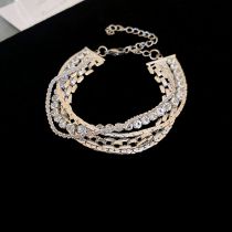 Fashion Bracelet - Silver Metal Diamond Snake Bone Multi-layer Bracelet