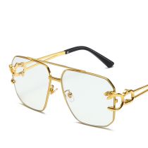 Fashion Gold Frame Blu Ray Ac Double Bridge Square Large Frame Sunglasses