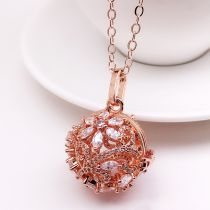 Fashion Rose Gold Pendant With Chain Gold-plated Copper And Diamond Geometric Hollow Necklace