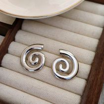 Fashion Silver Stainless Steel Threaded Earrings
