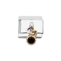 Fashion Small Square Zirconium With Gold Edge - Dark Black 1 Section Stainless Steel Diamond Module Bracelet Accessories (single)