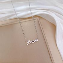 Fashion Silver Titanium Steel English Alphabet Necklace