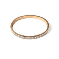 Fashion Rose Gold Titanium Steel Diamond Round Bracelet