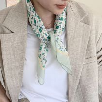 Fashion 41-2# Light Green Cotton And Linen Printed Silk Scarf