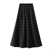 Fashion Black Polka Dots Acetate Polka Dot Skirt