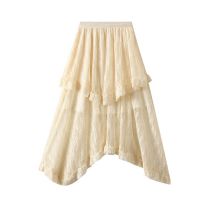 Fashion Apricot Lace Irregular Skirt
