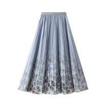 Fashion Blue Printed Mesh Skirt