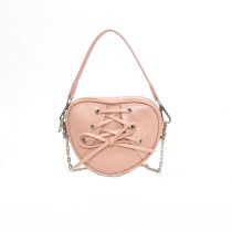 Fashion Pink Heart-shaped Rope Hand Chain Crossbody Bag