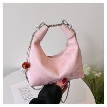 Fashion Pink Printed Chain Beaded Crossbody Bag