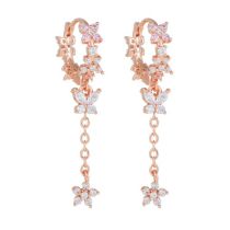 Fashion Rose Gold Copper Inlaid Zircon Flower Earrings