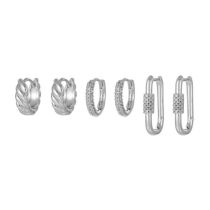 Fashion Silver Copper Inlaid Zircon Geometric Pendant Earrings Set Of 6