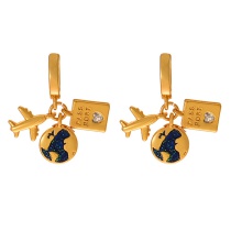 Fashion Golden 1 Copper Set Zircon Globe Earrings Earrings