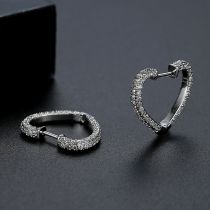 Fashion Silver Copper Diamond Love Earrings