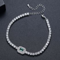 Fashion Green Copper Diamond Square Bracelet