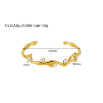 Fashion Gold Titanium Steel Pearl Open Bracelet
