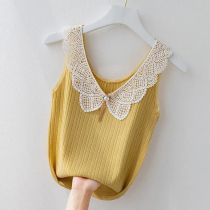 Fashion Yellow Acrylic Lace Sleeveless Vest