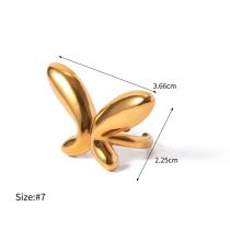Fashion Gold Stainless Steel Butterfly Open Ring