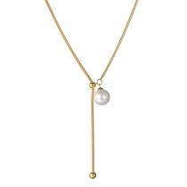 Fashion Gold Titanium Steel Pearl Necklace