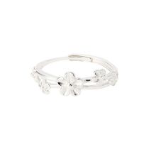 Fashion Double Flower Ring-silver Copper Flower Double Layer Ring