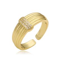 Fashion Gold Gold Plated Copper Geometric Open Ring With Zirconium