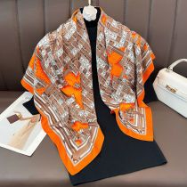 Fashion 3# Orange Polyester Printed Silk Scarf