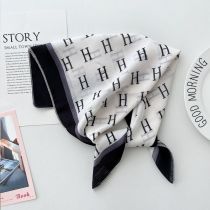 Fashion 18-3# Black Polyester Printed Silk Scarf