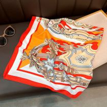 Fashion 3# European Castle-orange Polyester Printed Silk Scarf