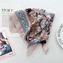 Fashion 13-2# Light Pink Polyester Printed Silk Scarf
