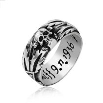 Fashion Silver Little Ghost Head Alloy Engraved Skull Ring