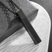 Fashion Black-with Chain Titanium Steel Long Pillar Men's Necklace