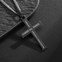 Fashion Scripture Cross Necklace-black Titanium Steel Cross Men's Necklace
