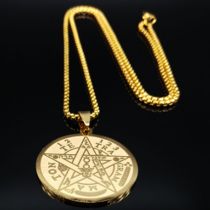 Fashion Gold Stainless Steel Pentagram Men's Necklace