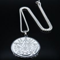 Fashion Silver Stainless Steel Pentagram Men's Necklace