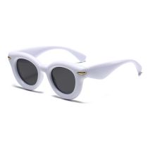 Fashion White Frame All Gray C8 Ac Round Sunglasses