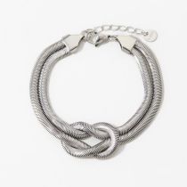 Fashion Silver Bracelet Stainless Steel Snake Chain Knotted Bracelet