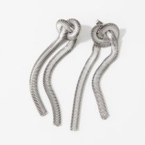 Fashion Silver Earrings Stainless Steel Snake Chain Knotted Earrings