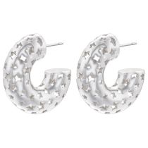 Fashion Platinum Large Size 30*30mm Pair Copper Hollow Geometric C-shaped Earrings