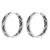 Fashion Silver 4 Copper Inlaid Zirconium Round Earrings