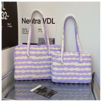 Fashion Purple Nylon Printed Large Capacity Flat Storage Bag