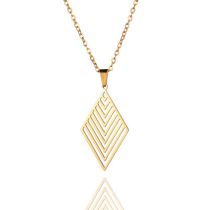 Fashion Gold Titanium Steel Cut Hollow Diamond Necklace