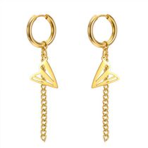 Fashion Gold Ear Buckle Style Titanium Steel Hollow Paper Airplane Earrings